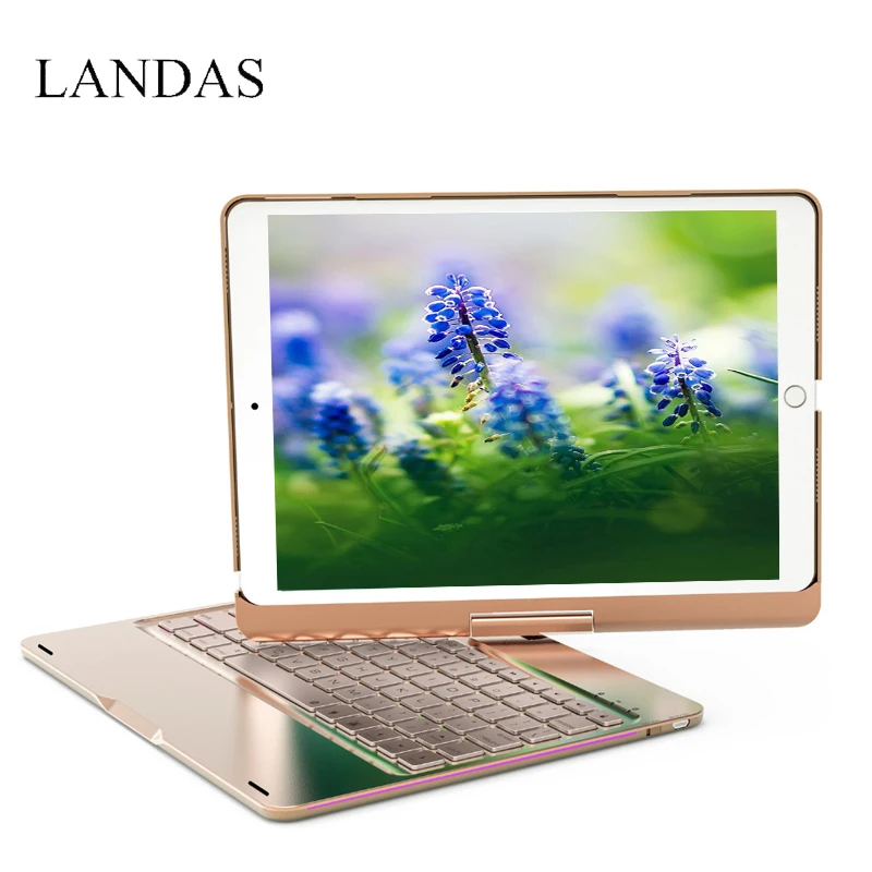 Landas для iPad 10,5 чехол для клавиатуры 360 Вращение с Подсветкой Bluetooth Беспроводная умная клавиатура для iPad Pro 10,5 дюймов планшета