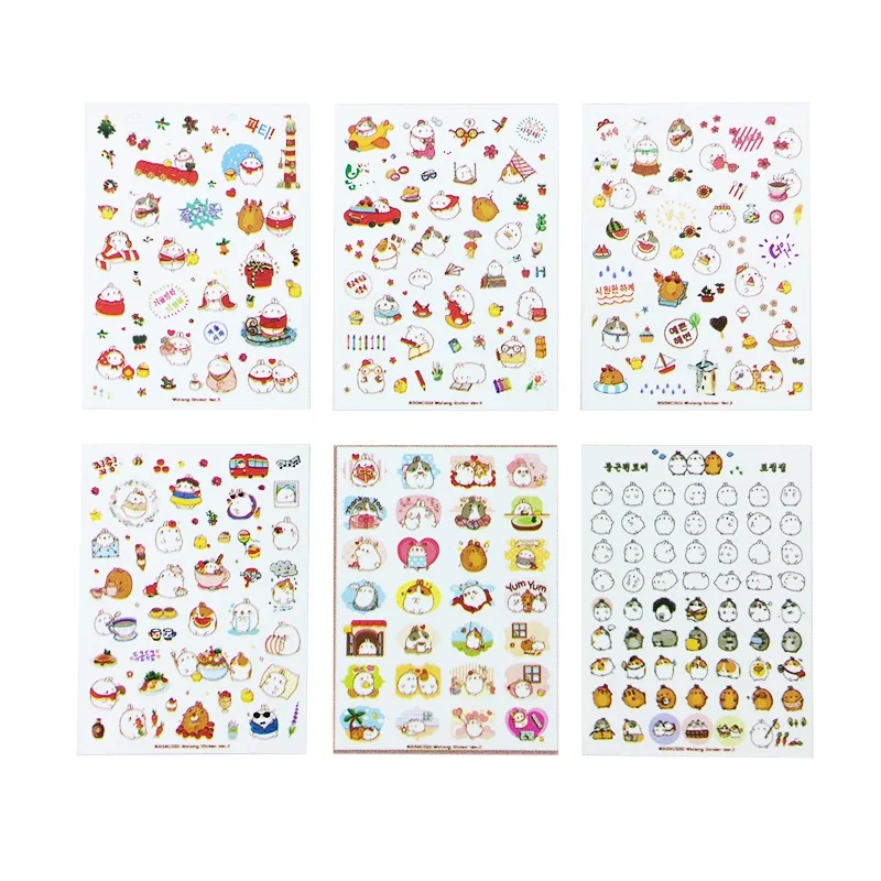 6 Sheets/set Lovely Rabbit Decorative Stickers Kids Home Wall Decor Cute Animal Creative DIY Cartoon Stickers|Наклейки| |