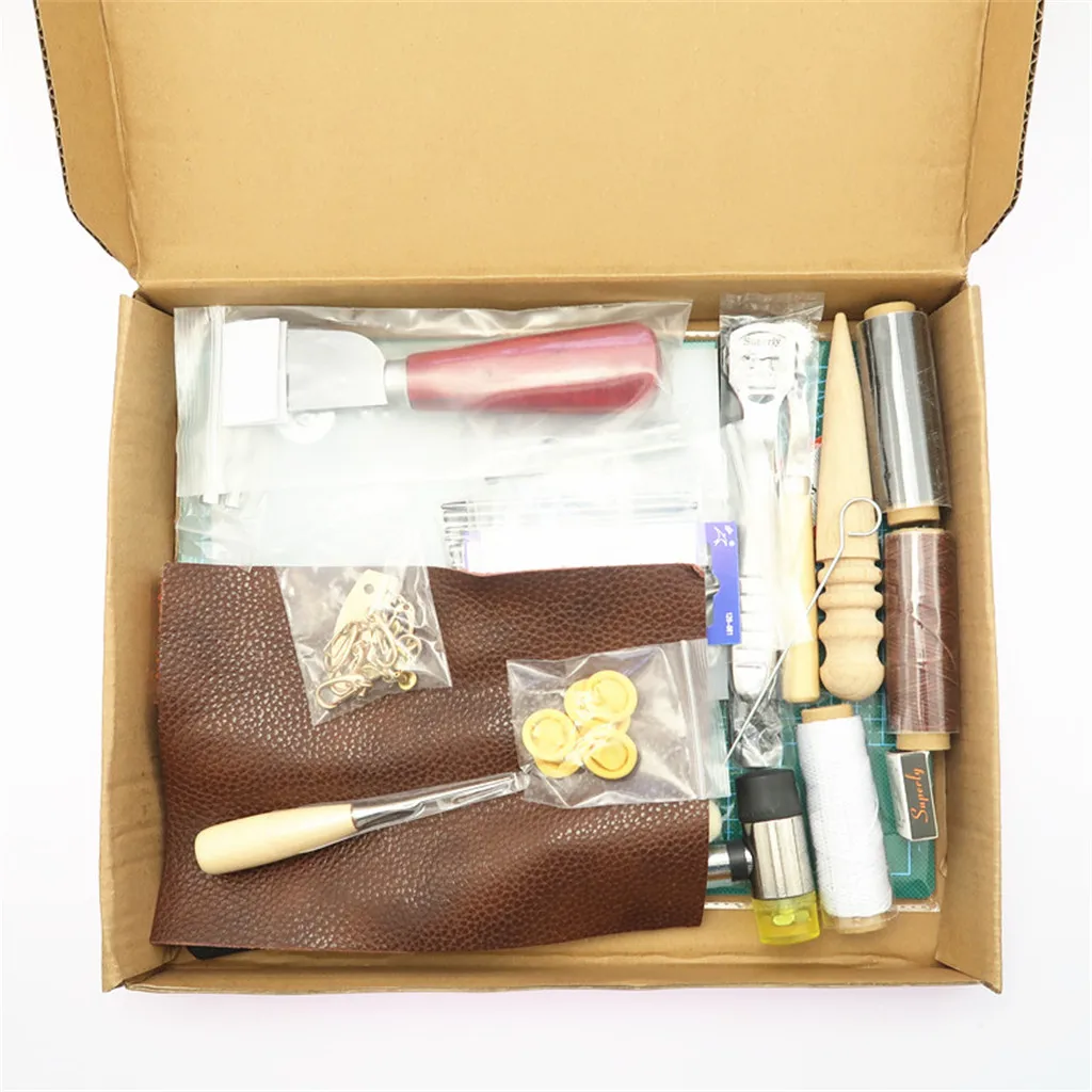 

LeatherCraft Hand Tools Kit For Hand Sewing Stitching, Stamping Set And Saddle Making