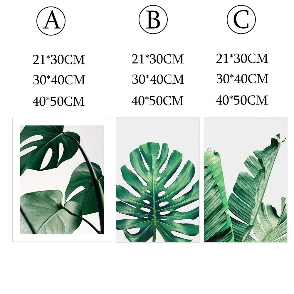 Картина на холсте Monstera с зелеными листьями растений в скандинавском стиле микро