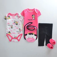 baby girls clothing sets pink cow cute fashion bebe clothing bodysuits shirt socks payifang pants balck 100 cotton top quality