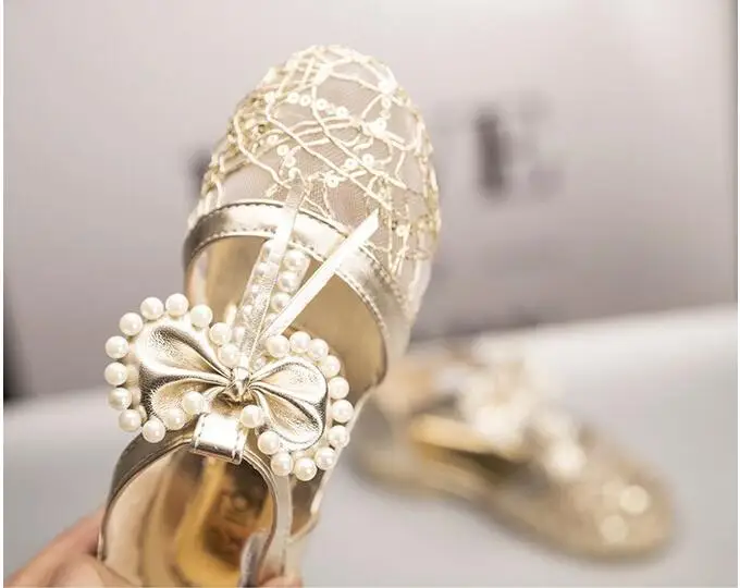 Сандалии для девочек с галстуком бабочкой Новинка 2017 года летние детские