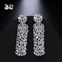 be 8 new fashion aaa cubic zirconia baguette shape dangle earrings bridal wedding jewelry for women gifts e504