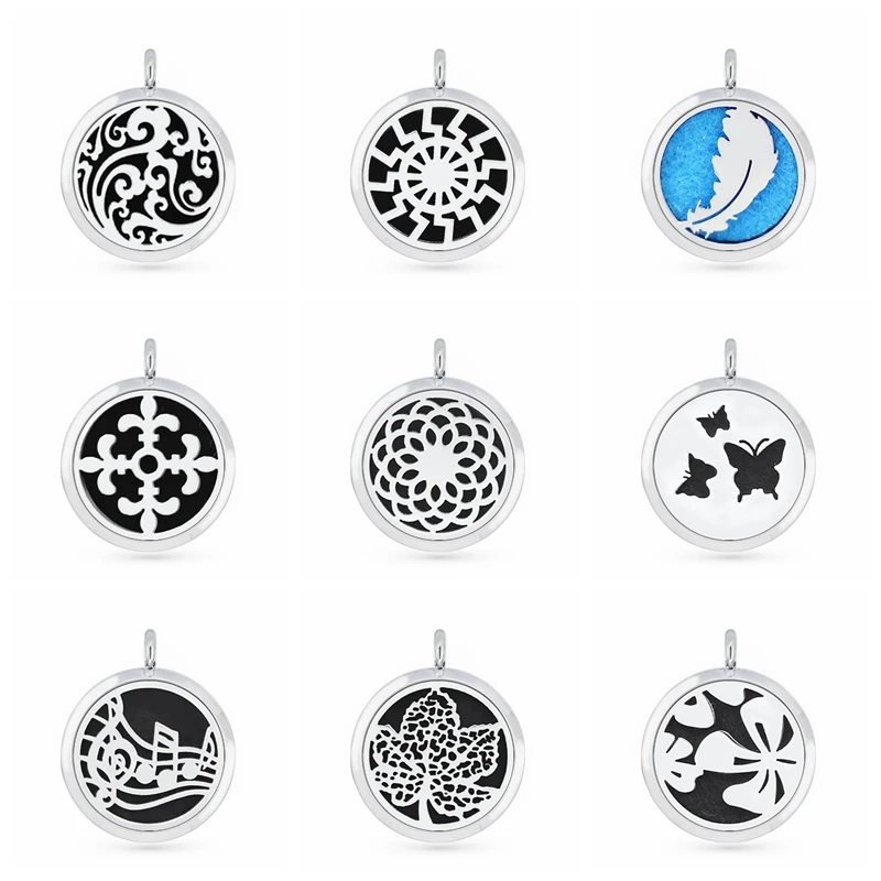 

Silver Hollow Flowers Perfume Aromatherapy Essential Oil Diffuser 30mm Locket Pendant DIY Accessories For Necklace Key chains