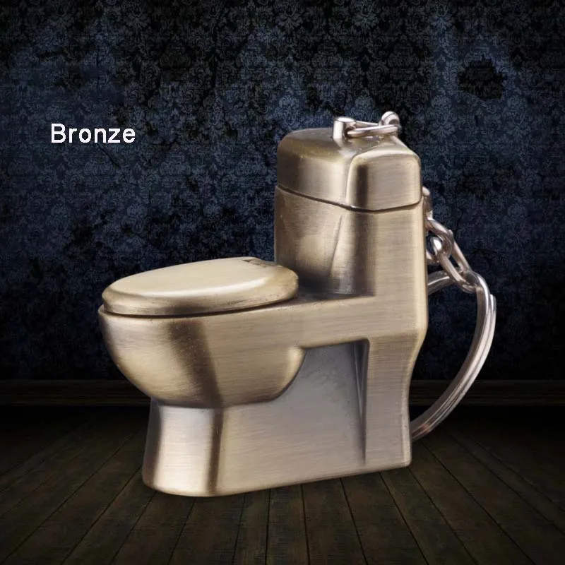 Bronze Мини креативная Бутановая Зажигалка в форме туалета, металлические газовые зажигалки с брелком, аксессуары для сигарет, гаджеты для мужчин - Цвет: Bronze