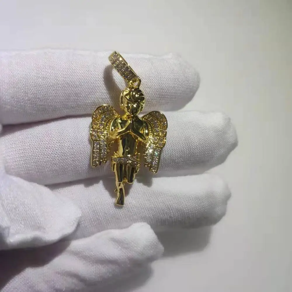 В стиле хип-хоп с мелким цирконием AAA камнем Bling лед из маленького ангела Подвески