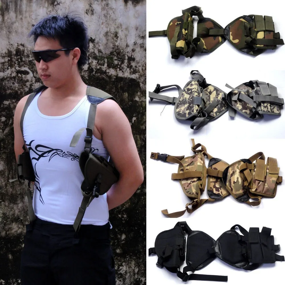 

hide Adjustable Shoulder belt Military Tactical army molle Vertical with Pouch Gun accessories Outdoor hunting bags holsters PP
