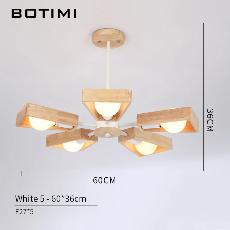 BOTIMI Lustre деревянная люстра Lustres para sala de jantar E27 светодиодный регулируемый подвесной светильник деревянная столовая осветительная арматура - Цвет абажура: 5 Light