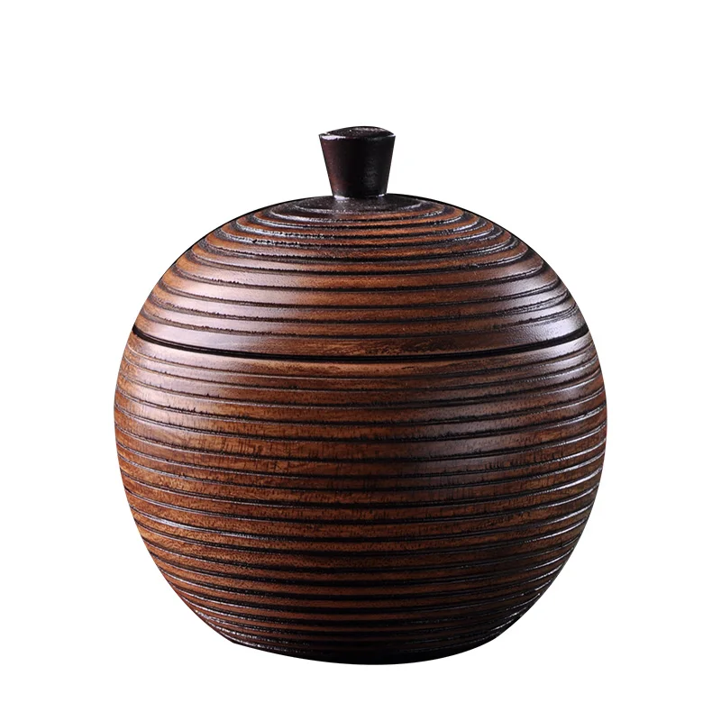 

Wood Round Table Organizer with Cover Thai Style Multi-Use Storage Box for Jewelry/Keys Eco Natural Tea/Nuts Storage Cans