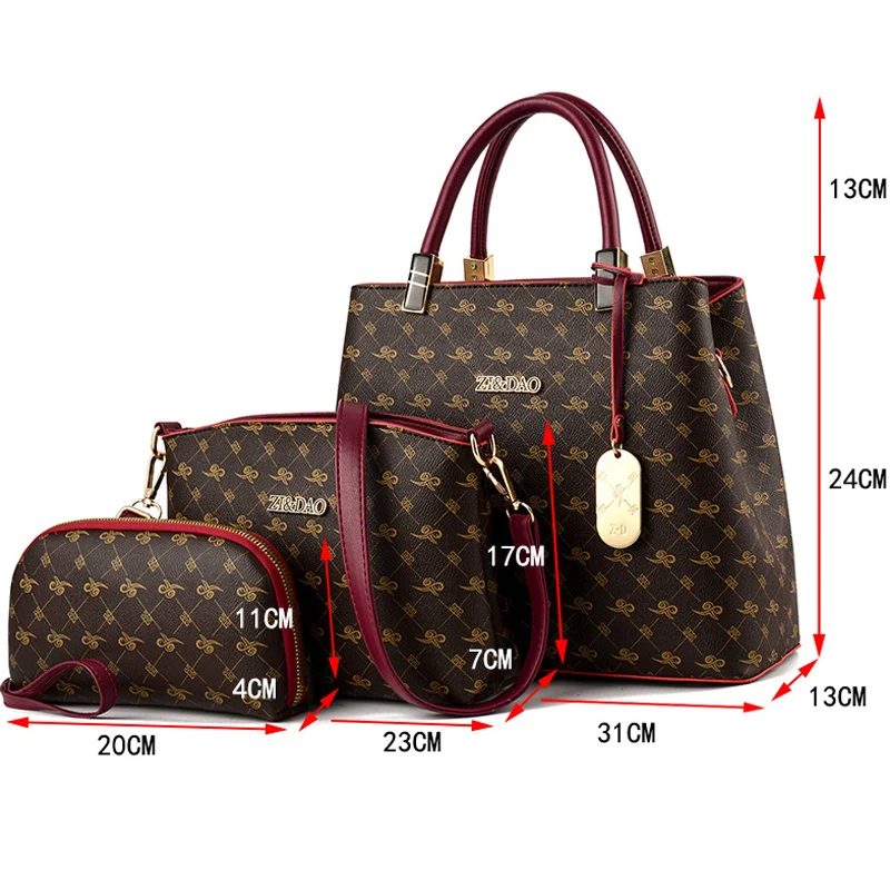 3 PCS Women Bags Set Leather Handbag New Women Tote Bag Ladies Handbags Shoulder Bag for Women Luxury Messenger Bag Bolsas