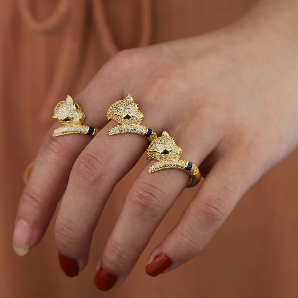 Новинка 2020 г. милое регулируемое кольцо Леопард с животными в стиле хип хоп