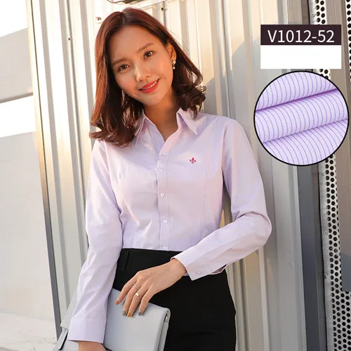 Dudalina кофточка Blusa Roupas Camisa Feminina Manga Longa рубашка длинный рукав вышивка формальный Топ элегантная женская рубашка - Цвет: XSF-V1012-52PURPLE T