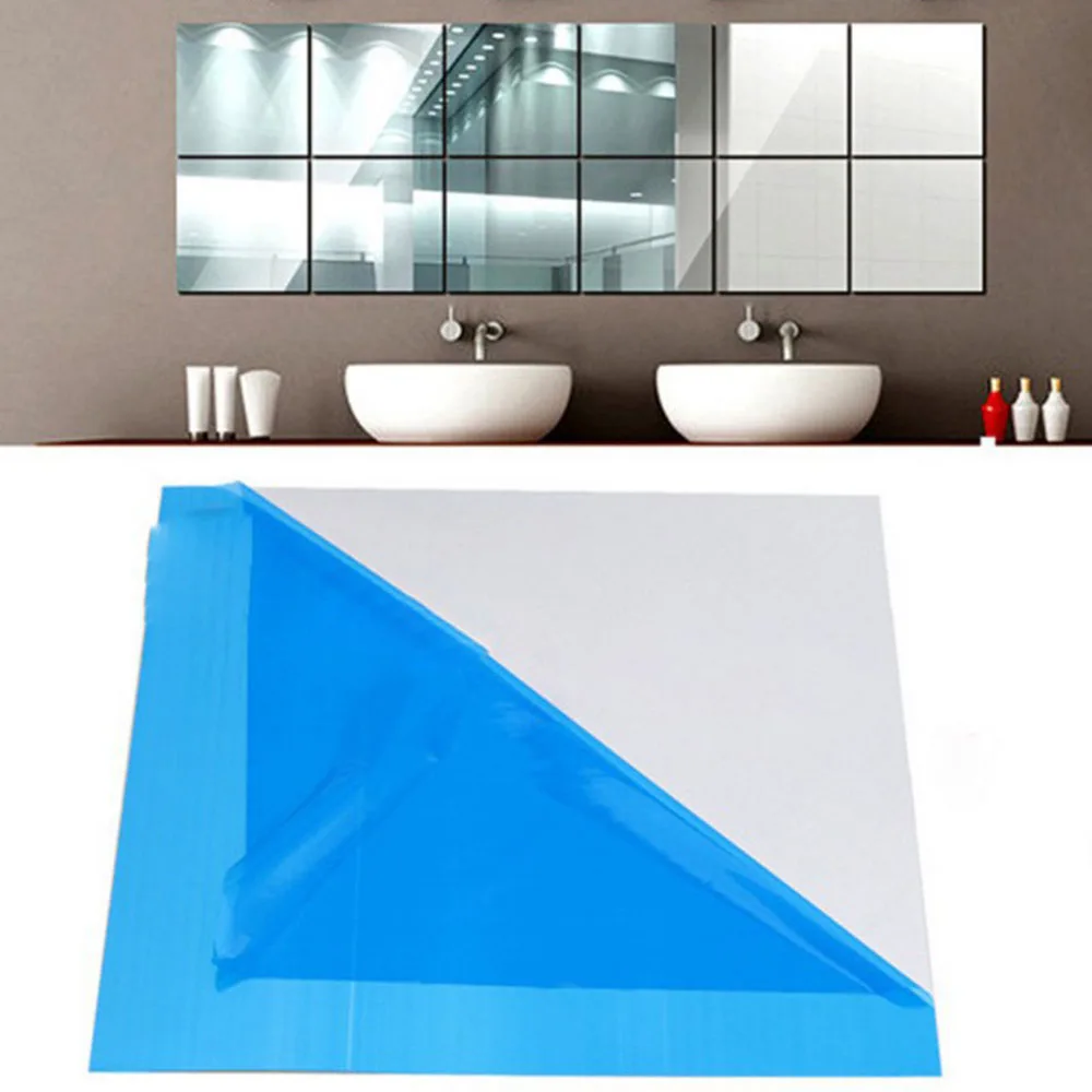 9 шт. защитные наклейки Квадратные Зеркальные на стену самоклеящаяся пленка