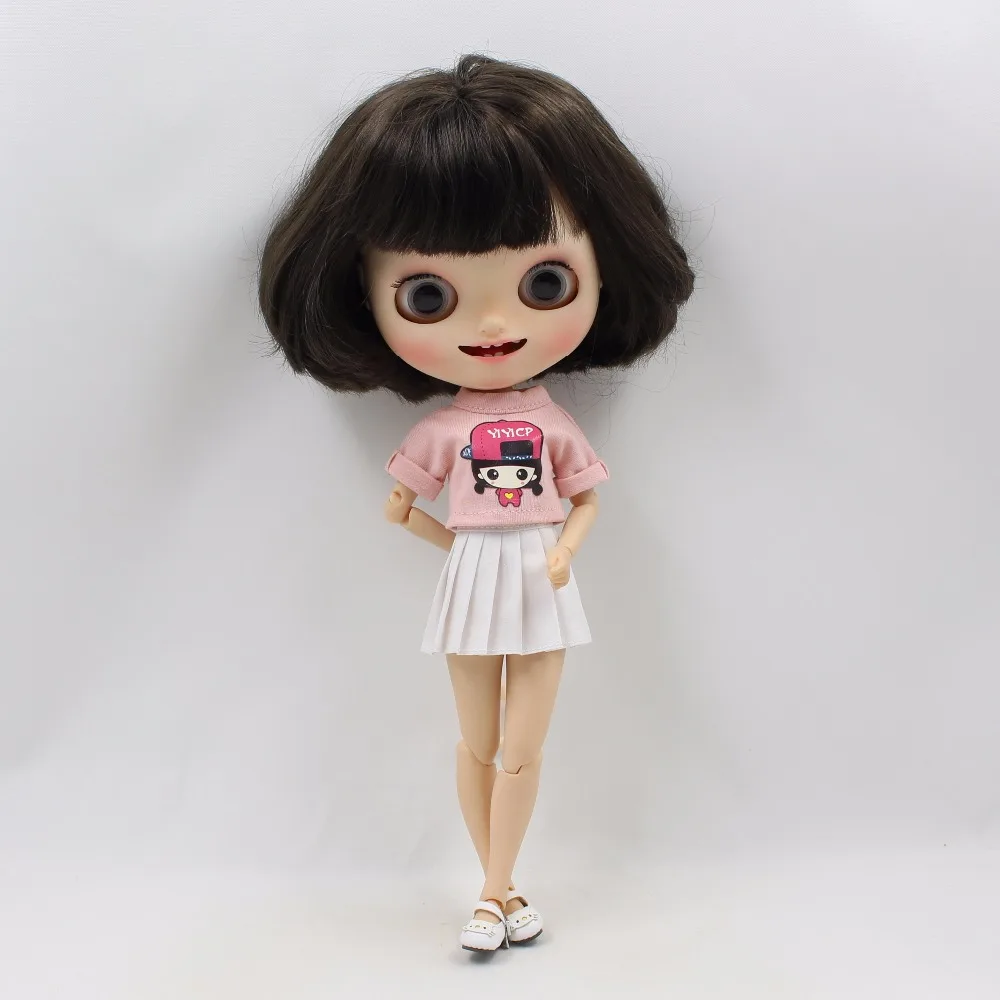 Blyth doll icy licca body toy белая юбка розовая рубашка Милая Одежда для девочек