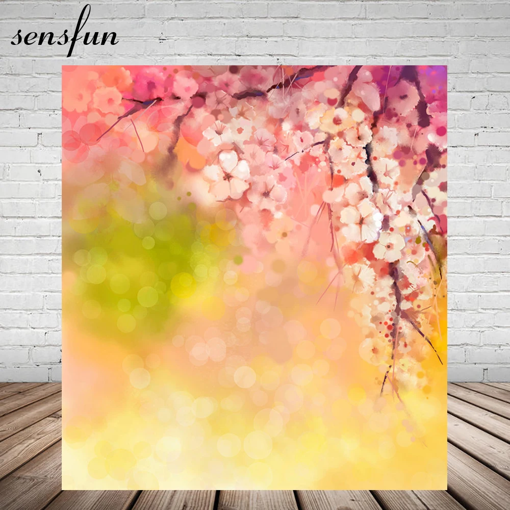 

Spring Pink Flowers Photography Backdrop 5x7FT Vinyl Bokeh Backgrounds For Photo Studio