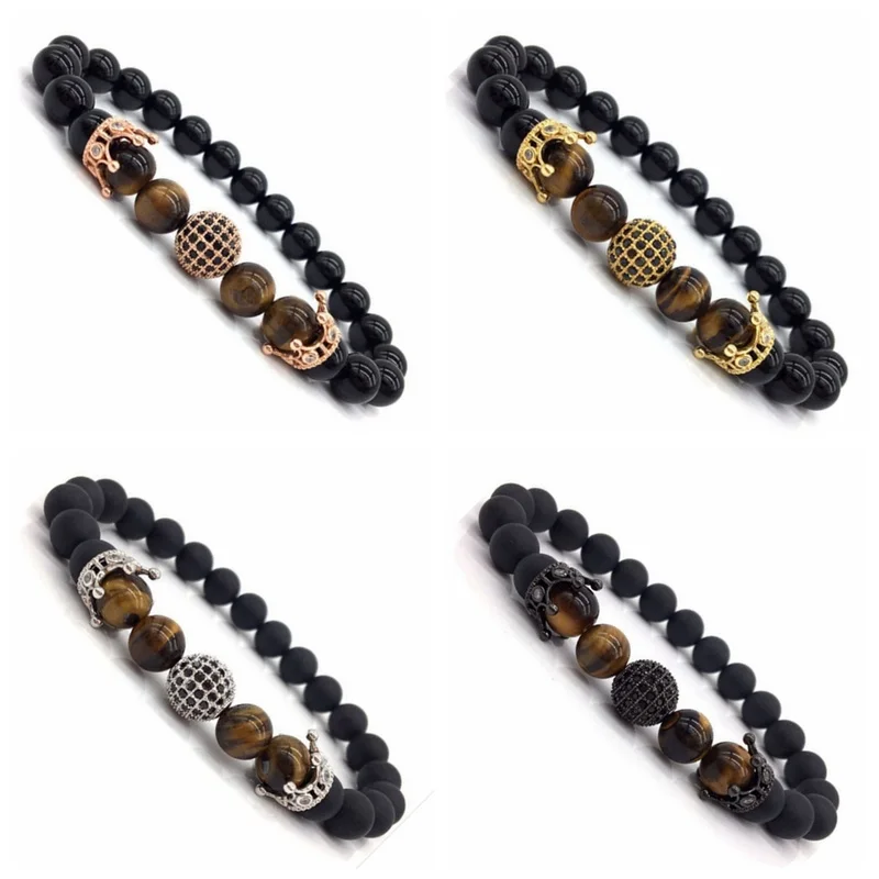 ASHMITA 2019 модный матовый черный камень Императорская корона и амулет с мячами