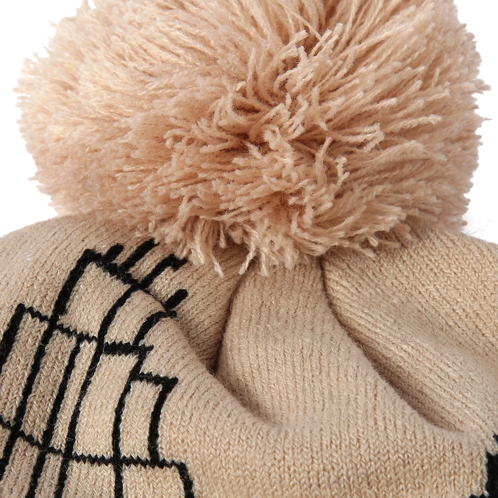 Winfox Повседневная зимняя шапка Skullies с меховым помпоном голубые белые вязаные