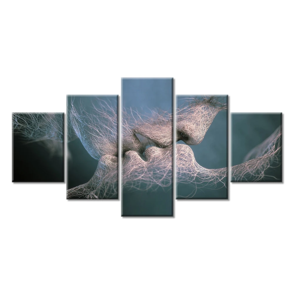 

5 Piece Canvas Painting Anime Love Kissing Painting Wall Art Pictures Home Decoration for Living Room Unframed