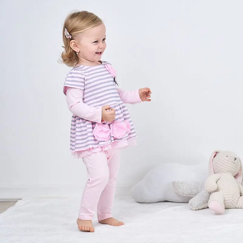 Высококачественный хлопковый топ в полоску с длинными рукавами для маленьких