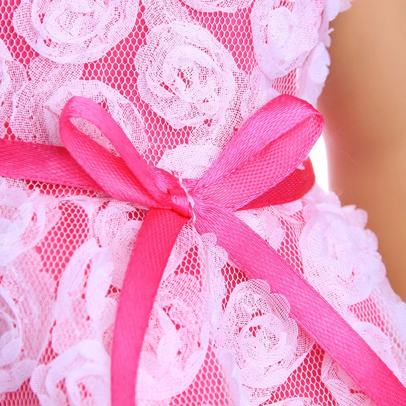 Ажурное Розовое Шифоновое Платье LUCKDOLL 18 дюймов американский размер 43 см