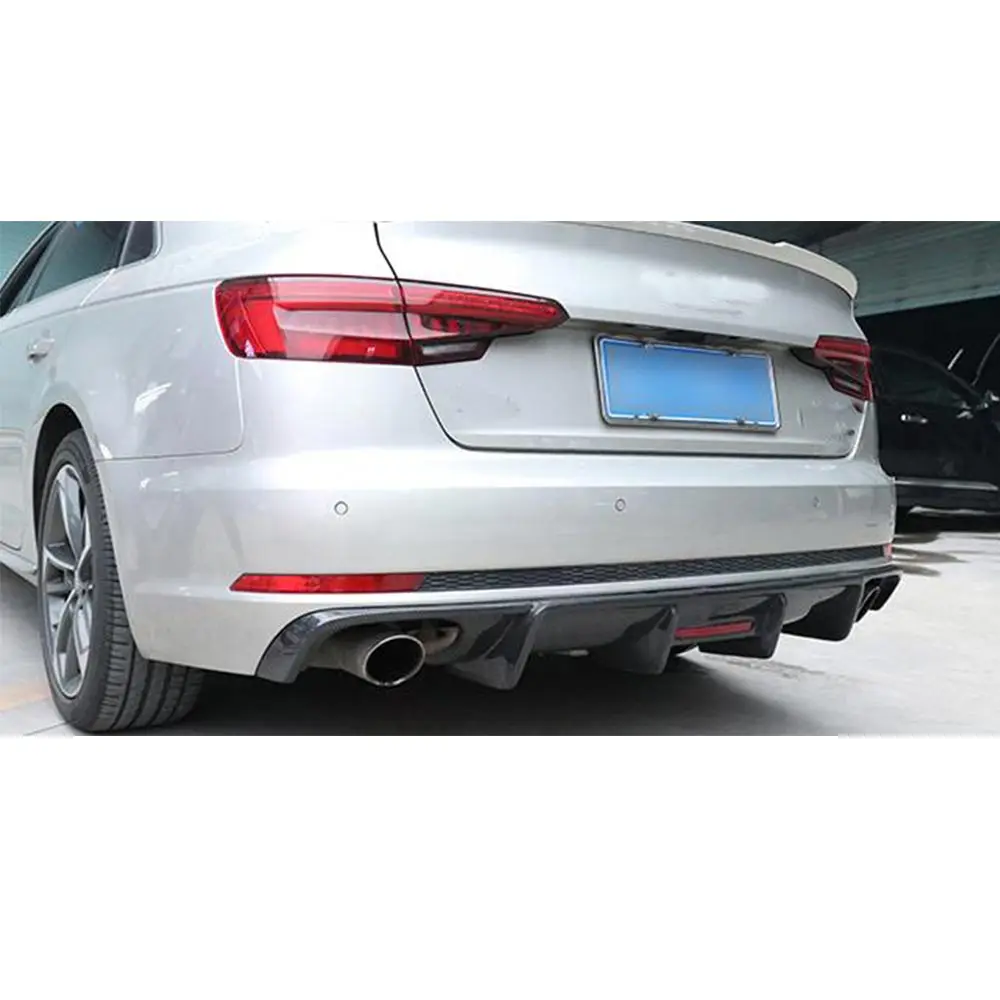 Спойлер из углеродного волокна заднего бампера для губ с подсветкой для Audi A4 S4 B9 Sline Fins Shark style- не для стандарта A4