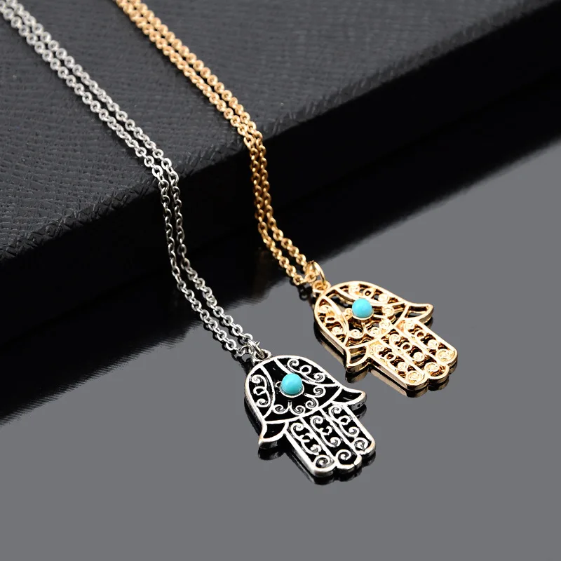 Ожерелье JINSE винтажное серебряное золотое с цепочкой Фатима гамса|necklace collar|hamsa hand