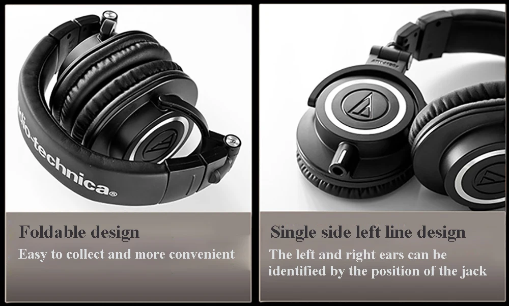 Оригинальные Audio-Technica ATH-M50x, профессиональные мониторные наушники, закрытые сзади, динамические Накладные Наушники Hi-Fi, складные наушники G