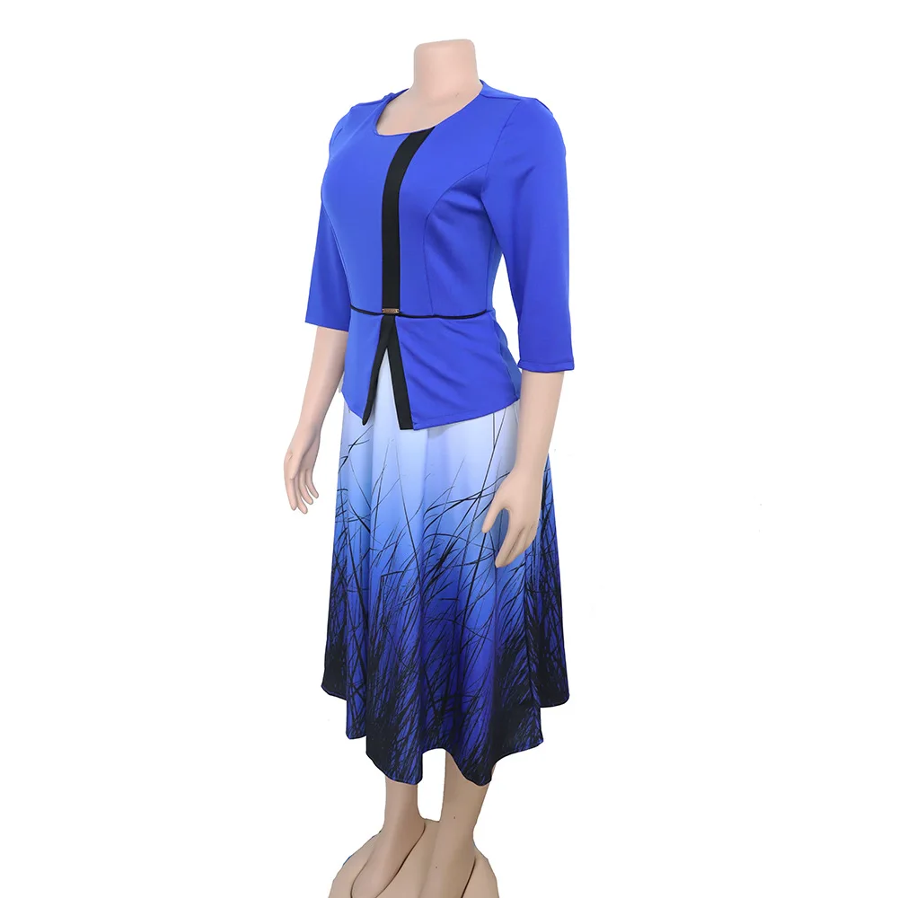 new elegent fashion style african women printing plus size dress L-3XL