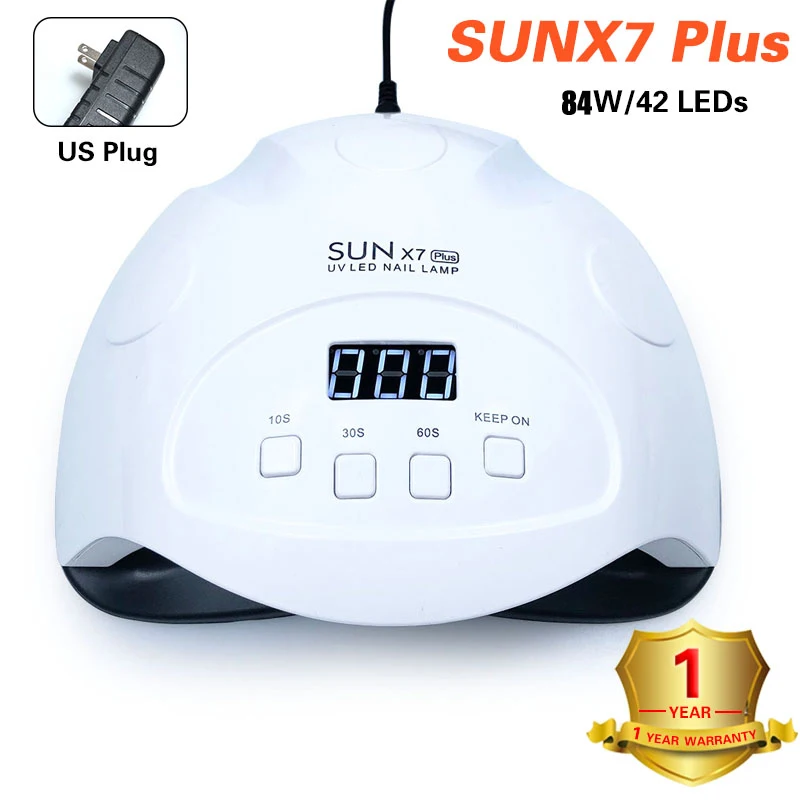 sun x7plus-84W-us Сушилка для ногтей 48 W гибрид лампы SUN5 24 светодиодный s 30 S/60 S сушки ногтей быстрое высыхание для всех гель автоматическое распознавание светодиодный Дисплей УФ-лампы - Цвет: sun x7plus-84W-us