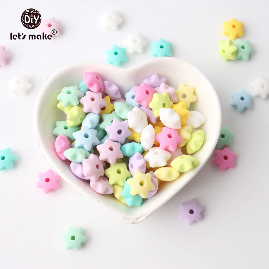 

Let's Make Wholesale Teething Bead 300PCS Colourful Mini Star Silicone Bead Nursing Necelack Accessory Jewelry Diy Baby Teether