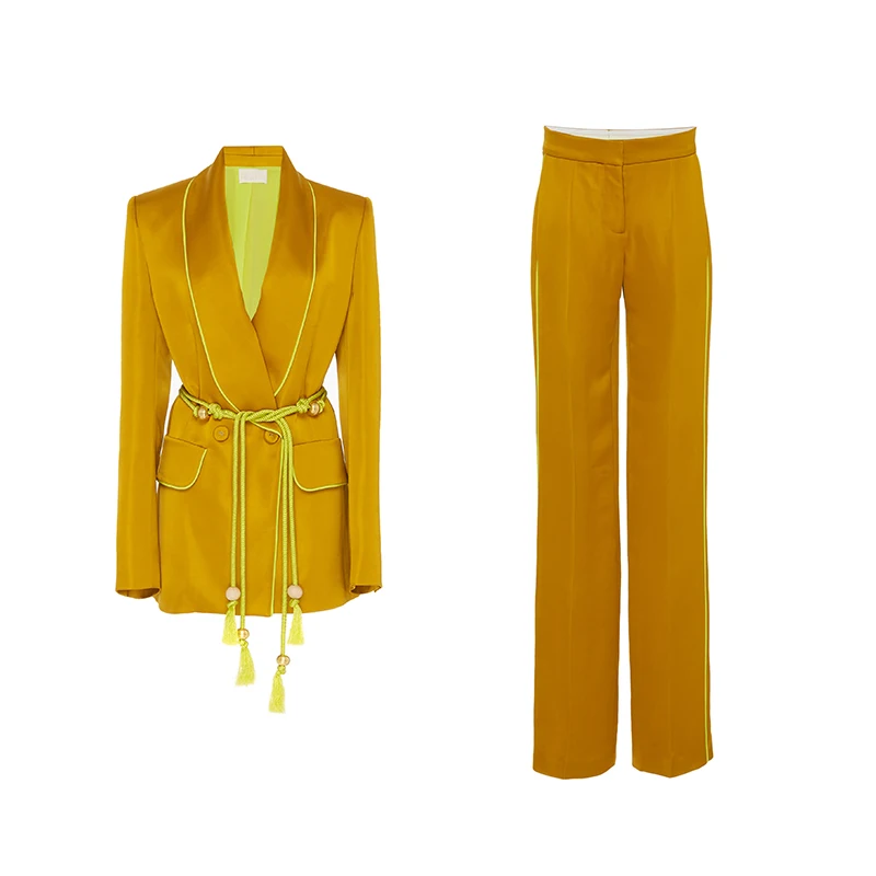 

2 Piece Set Suit Casual Slim Lace Up Autumn Winter Hight Quality Fashion