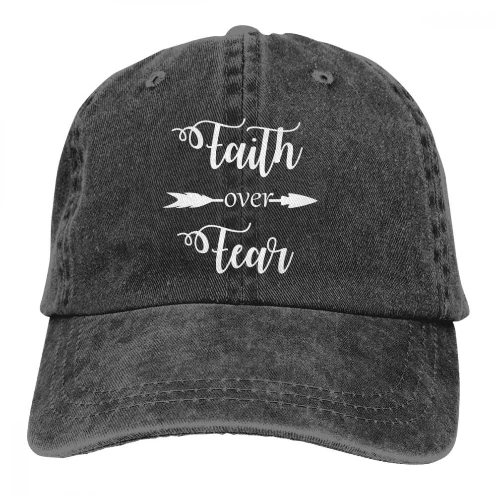 Faith поверх Fear Casquette черные унисекс Мужские Женские джинсовые бейсболка с ремешком
