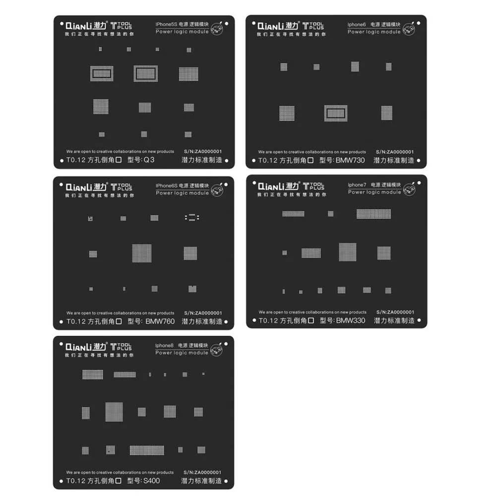 Qianli Power Logic Module трафарет с квадратным отверстием черный для iPhone 5S 6 6S 7 8 Reballing |