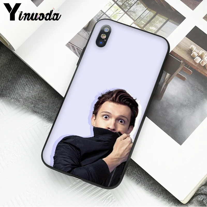 Yinuoda Marvel Hero Человек-паук том Холланд черный чехол для телефона для iPhone 6S 6plus 7plus 8 8Plus X Xs MAX 5 5S XR