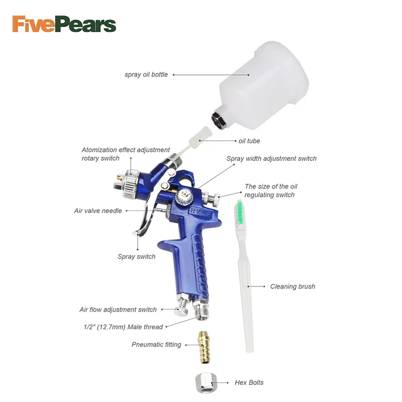 Профессиональный распылитель краски fivepear насадка 0 8 мм H 2000 HVLP мини Аэрограф Для