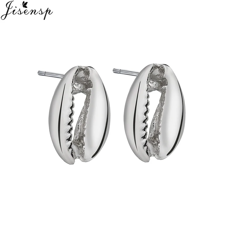 silver earrings Jisensp, Новое поступление, натуральное ожерелье из ракушек для женщин, богемное простое ожерелье в виде ракушки, s& Кулоны, ювелирное изделие, подарок - Окраска металла: silver earrings