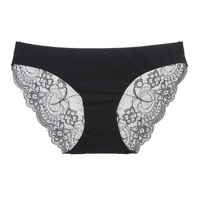 Seamless comfortable sexy triangle underwear silk slippery lace soft skin ladies' briefs.9801 |
