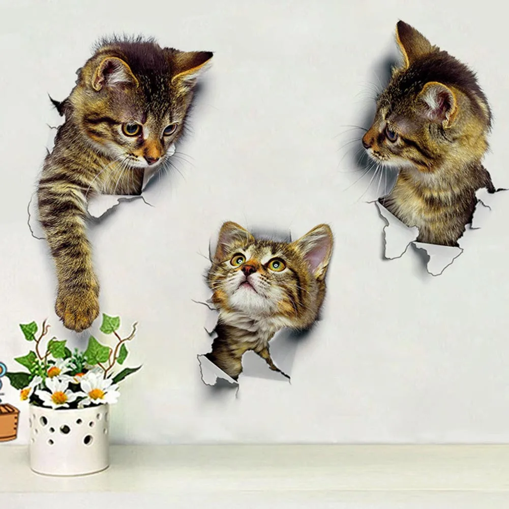 

1/Pc DIY 3D Vivid Cats Toilet Switch Stickers Cartoon Switch Protected Wall Stickers Vinyl Decal Home Decorative Poster Mural