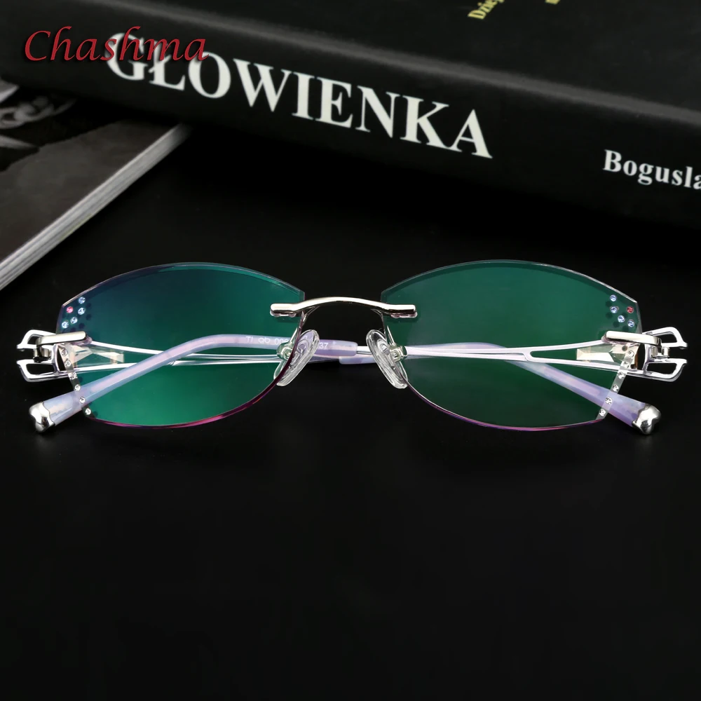 Женские титановые очки без оправы Chashma брендовые с цветными линзами lunette de