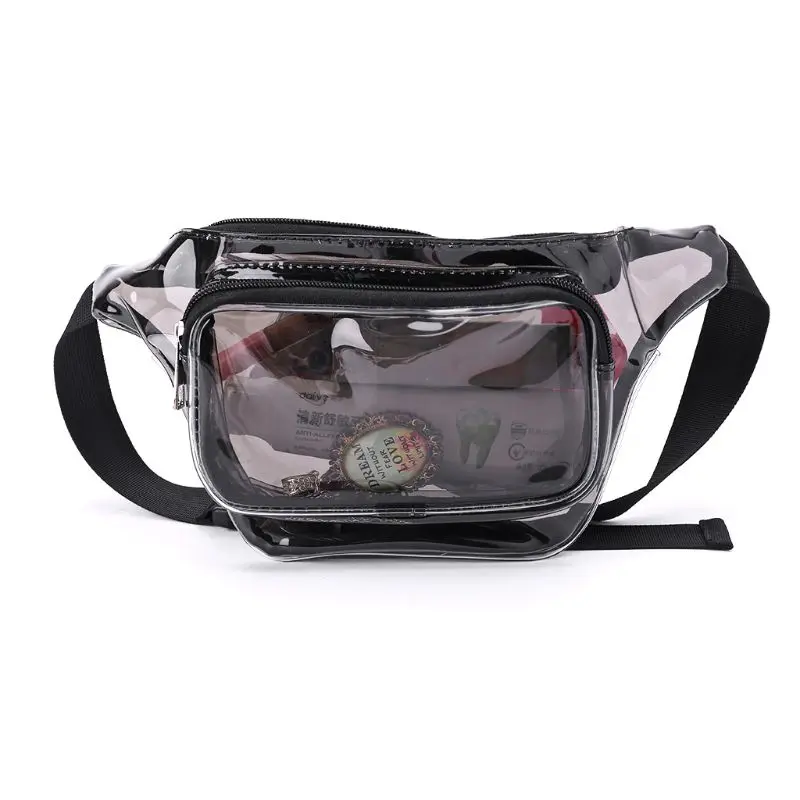Черный Модный женский прозрачный чехол для телефона из ПВХ, кошелек, Женская поясная сумка, нагрудная сумка для путешествий, прозрачный пояс, сумка-кошелек, Новинка - Цвет: Черный