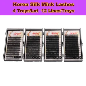 Накладные ресницы для наращивания 3D 4 лотков  B C D скручиваемость индивидуальный наращивание ресниц естественно ручной ресницы расширение кита бесплатная доставка