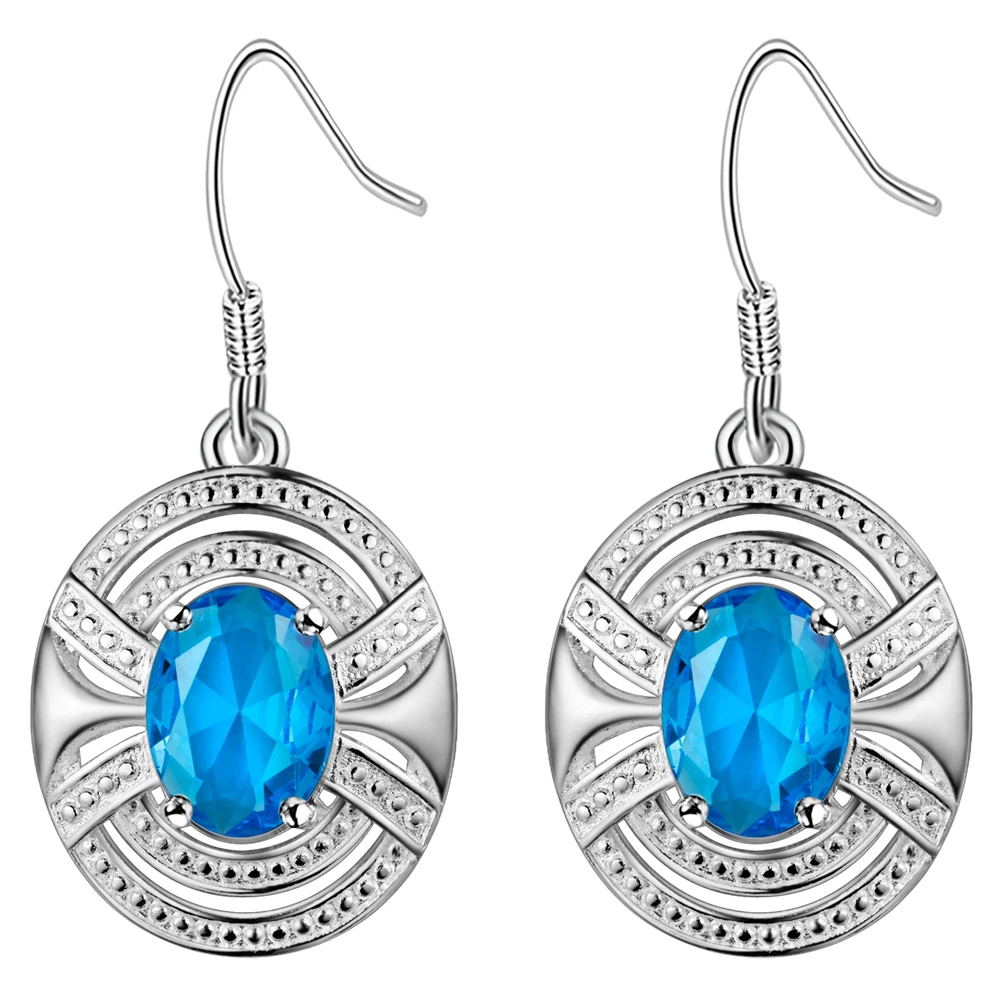 Женские серьги с геометрическим бантом подвески разноцветным камнем покрытые