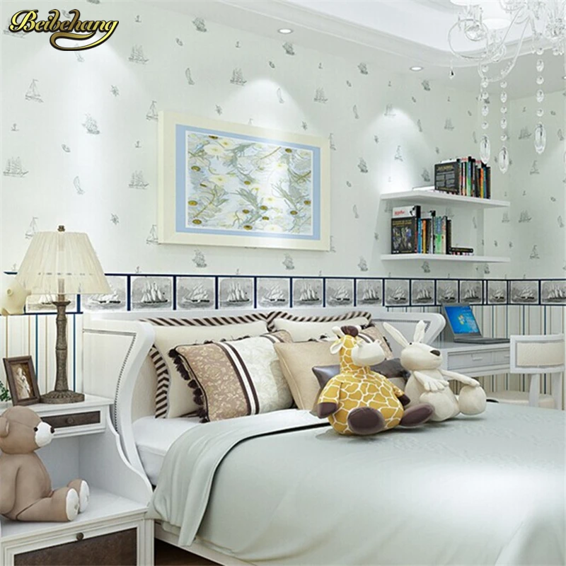 

Импорт обоев Средиземноморский парусный фон для спальни детская комната Мальчик вертикальные полосатые обои версия ab