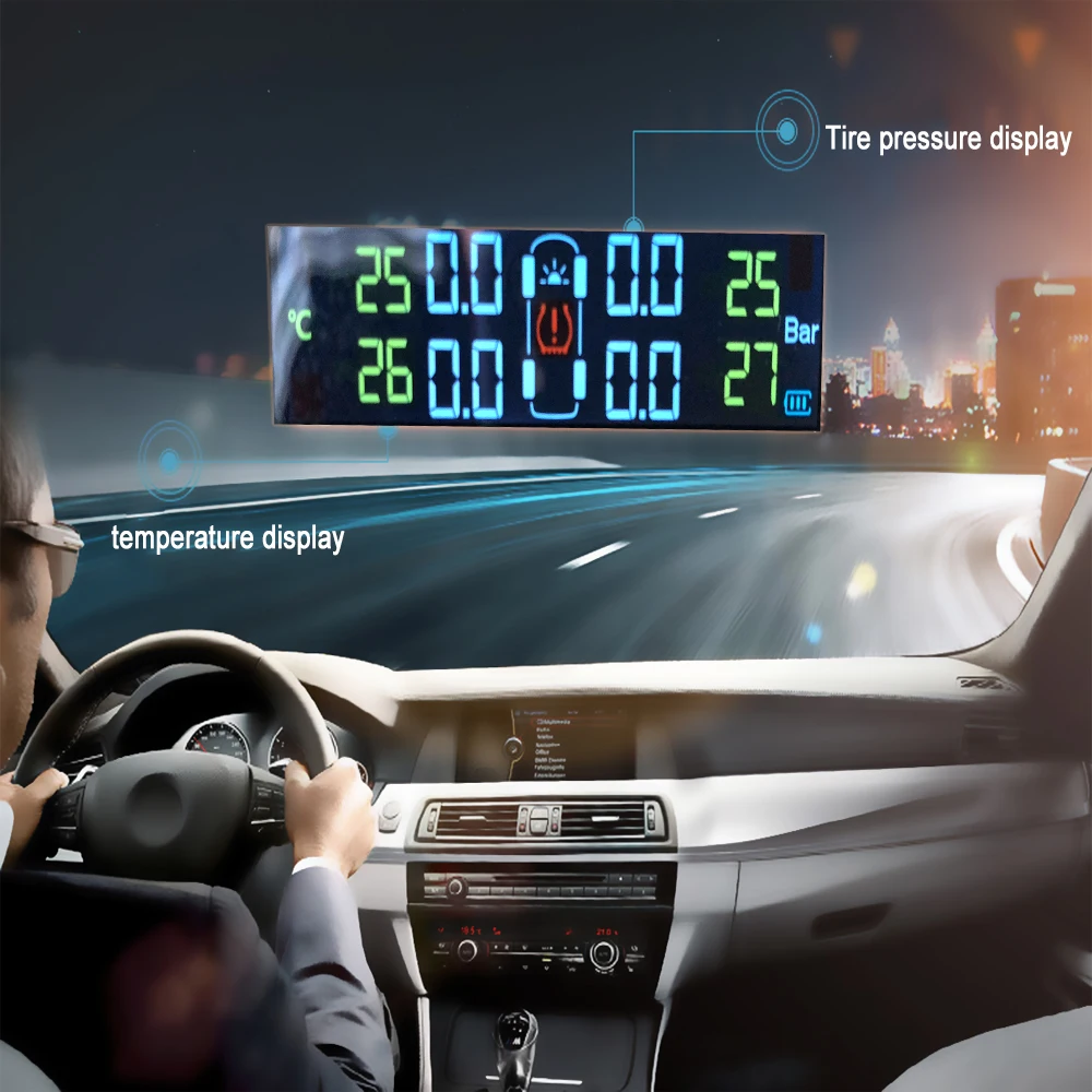 YAZH солнечная система контроля давления в шинах TPMS с 4 внутренними датчиками