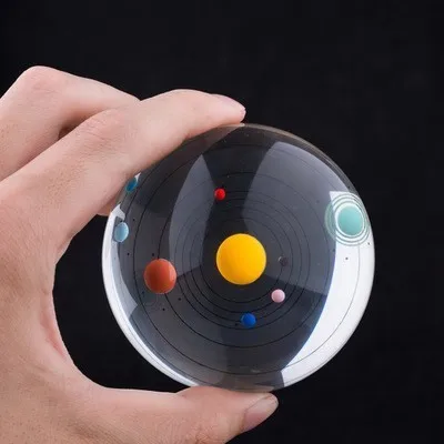 Only Ball 3D стереоскопическая солнечная система хрустальный стеклянный шар деревянный Bluetooth музыкальная шкатулка гравировка планета Хрустальная Сфера подарки Декор украшения - Цвет: Only Ball