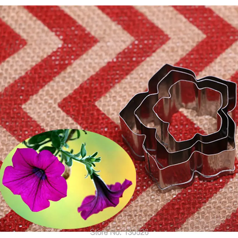 3 шт./лот Hot Petunia Cutter из нержавеющей стали красивая форма для торта кексов кухонная