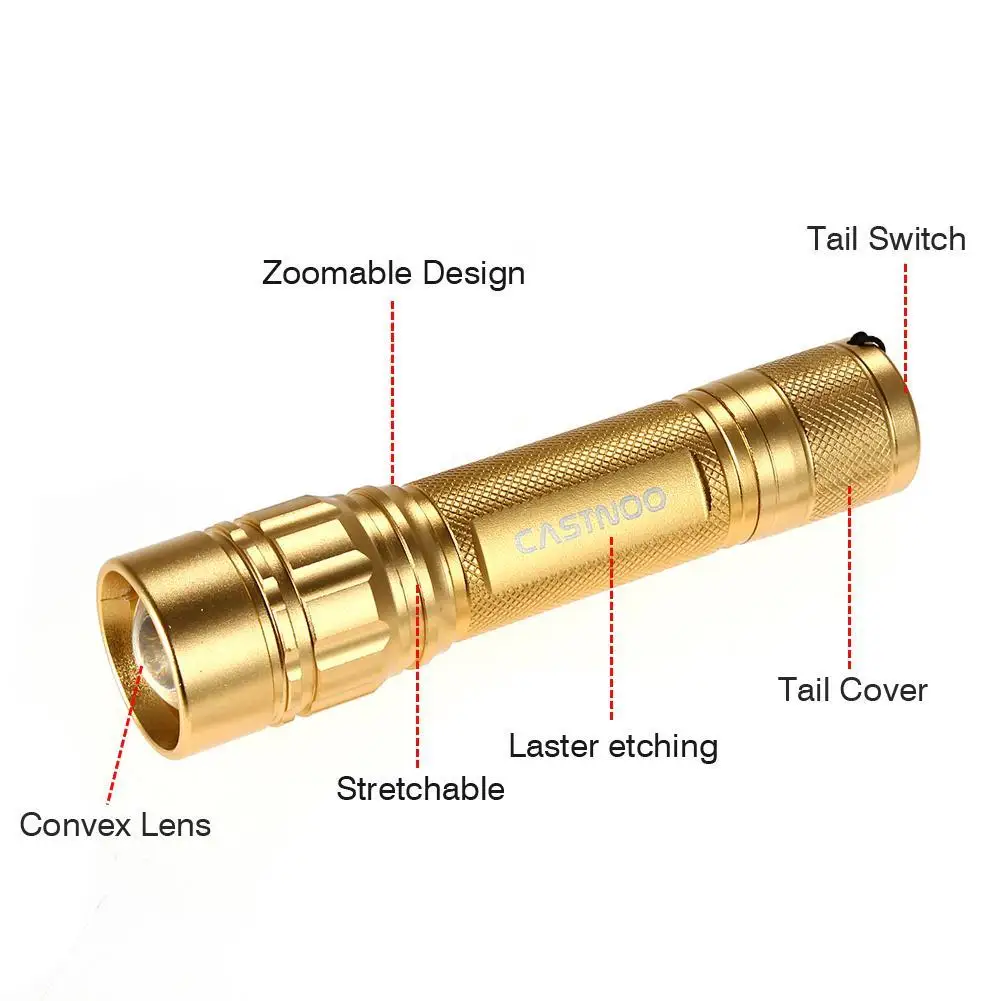 Светодиодный фонарь CASTNOO Golden 3500 люмен 3 режима регулируемый фокус с аккумулятором