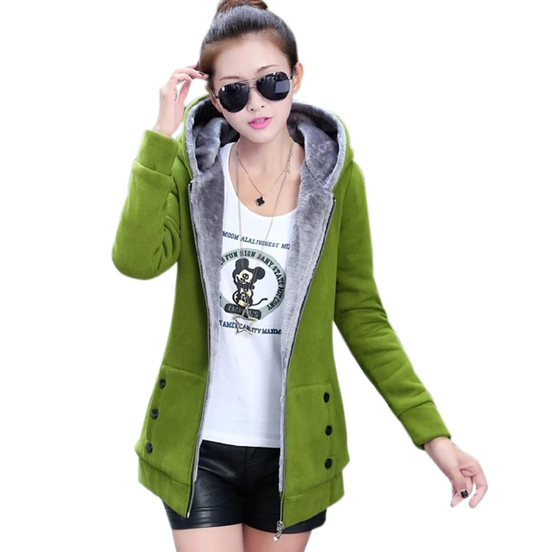 Утолщенная шерстяная куртка с капюшоном для женщин женские толстовки и