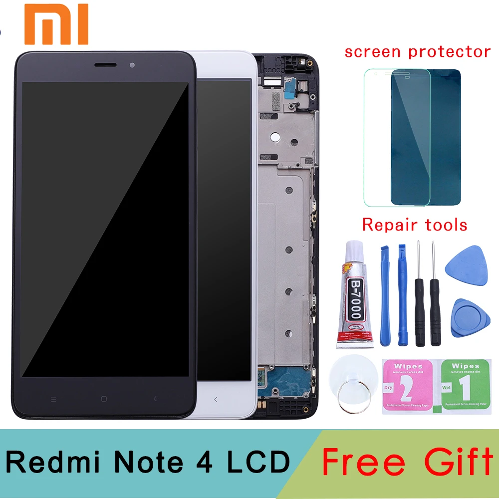 ЖК дисплей с рамкой для Xiaomi Redmi Note 4 MediaTek панель сенсорного экрана дигитайзер MTK