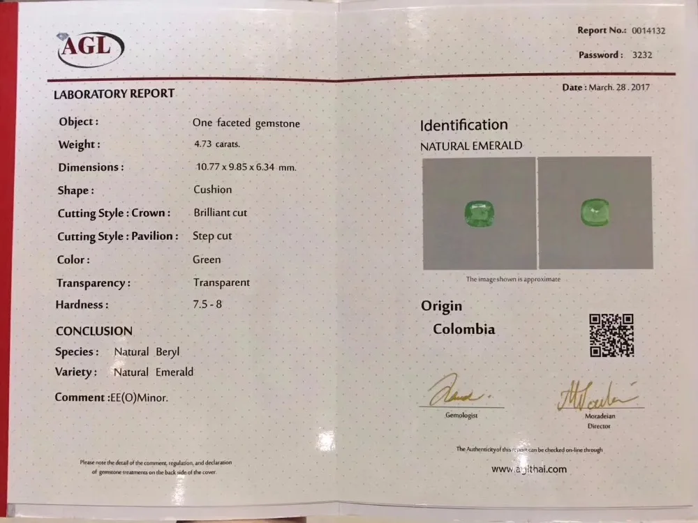 Хорошее ювелирное изделие AGL Настоящее чистое 18 К золото натуральный изумруд 4.73ct драгоценные камни ювелирные изделия женские кольца для женщин изящное кольцо